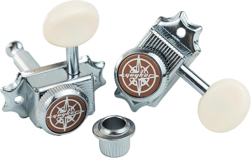 guyker Guitar Locking Tuners (3L + 3R Handed) – Vintage Deluxe Lock String Tuning Key Pegs Machine Heads Replacement Parts – Chrome, Cream Handle - Image 5